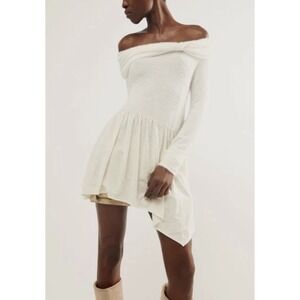 Free People Lily Top‎ XL Ivory Linen Blend Asymmetrical Hem Cowl Neck NWT